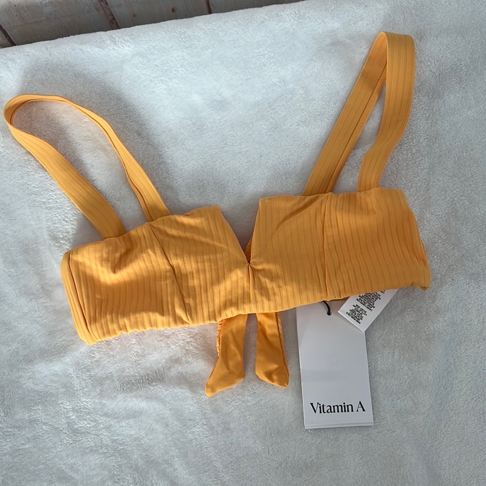 Vitamin A Mustard Yellow Ribbed Bikini Top